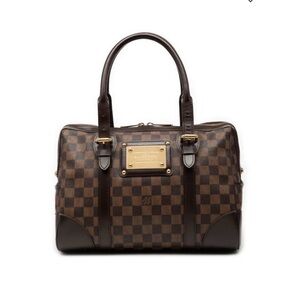 Louis Vuitton Brown Checkered Bag with Gold Details